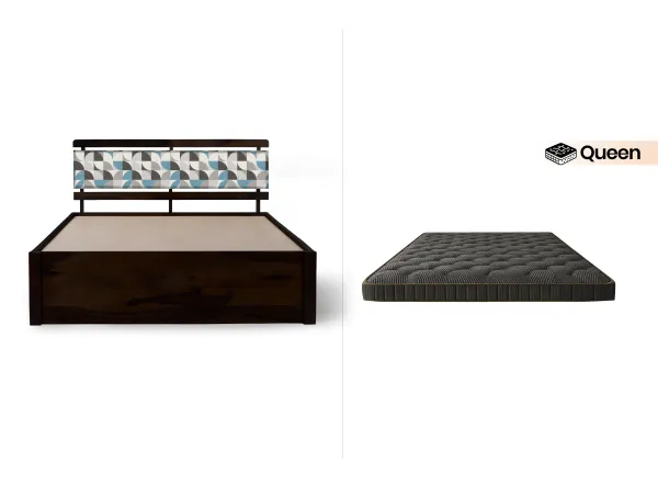 Mosaic Queen Size Bed with Mattress Queen (78 x 60 x 4 inches)